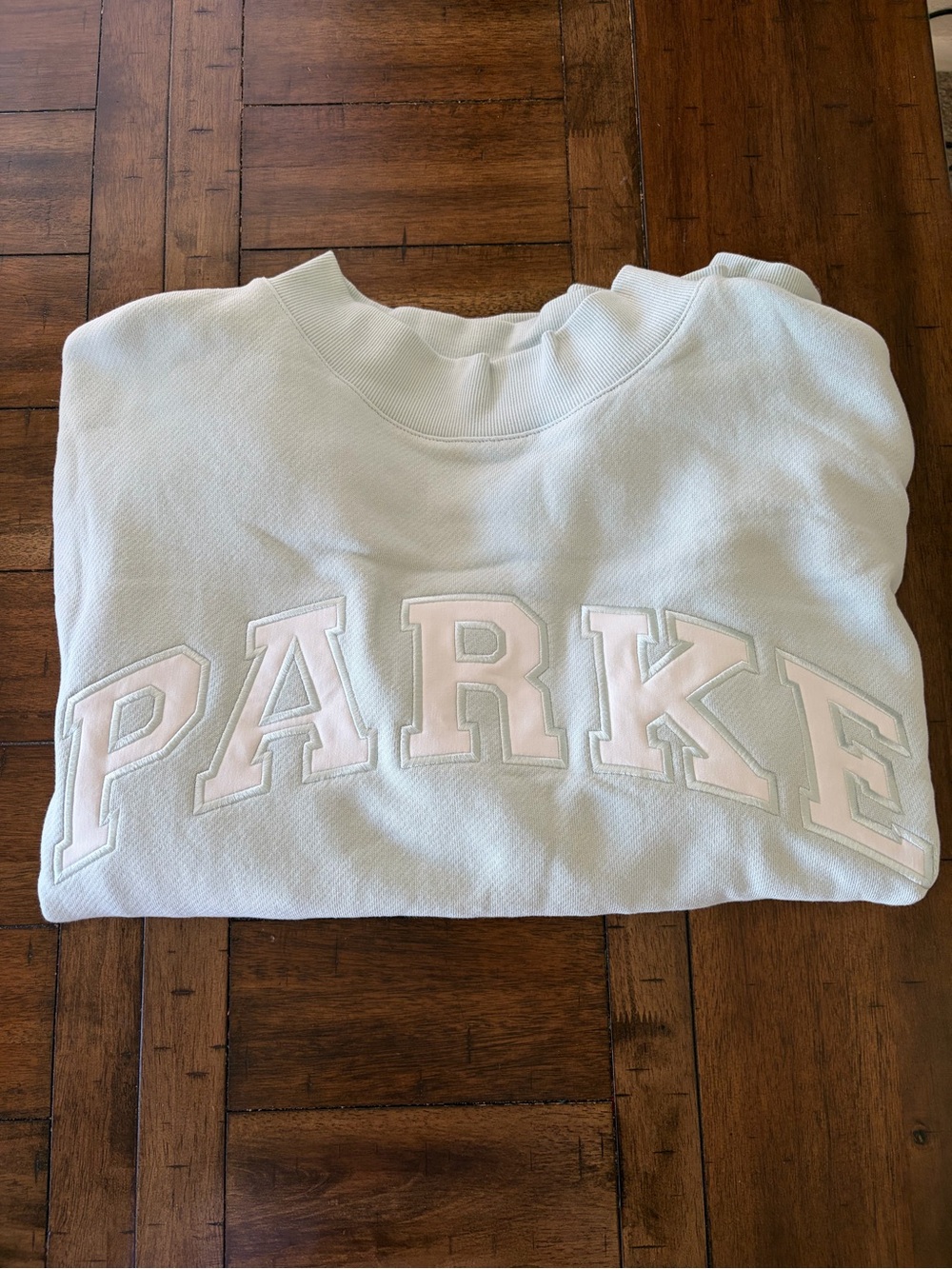 Authentic Parke Bridal Varsity Mockneck Pale Blue & White